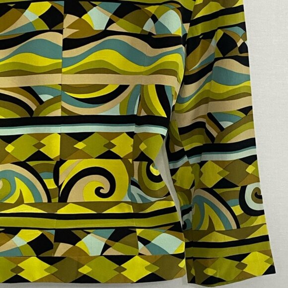 B-165 Maggy London Green Blue & Black 100% Silk Blazer Suit Jacket Size 10 - Picture 10 of 14